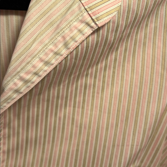 Thomas Pink Shirt Women’s 4 Button Up Pink Striped French Cuffs Collared Career - Picture 10 of 10